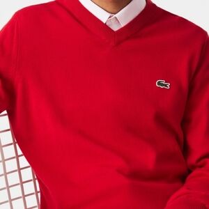 Lacoste Men's Red V-Neck Sweater